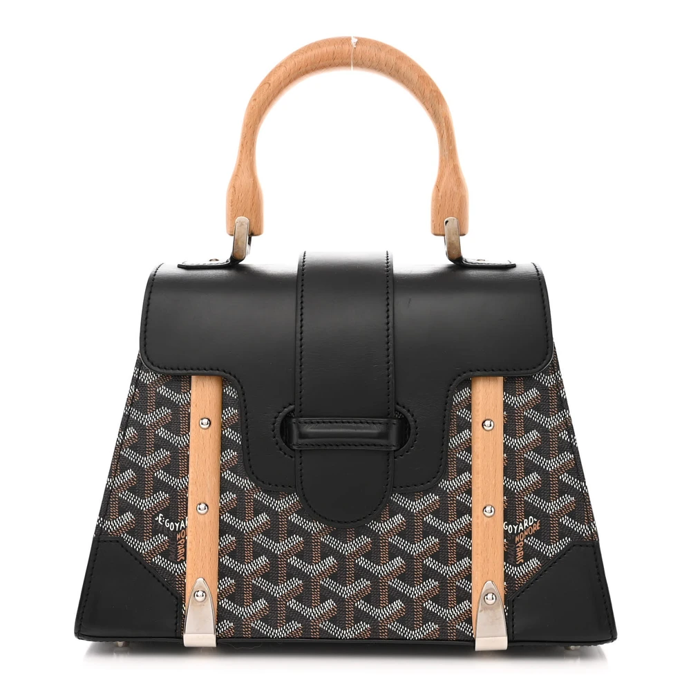 Goyard Black Goyardine Canvas Saigon PM Silver Hardware Front replica handbags