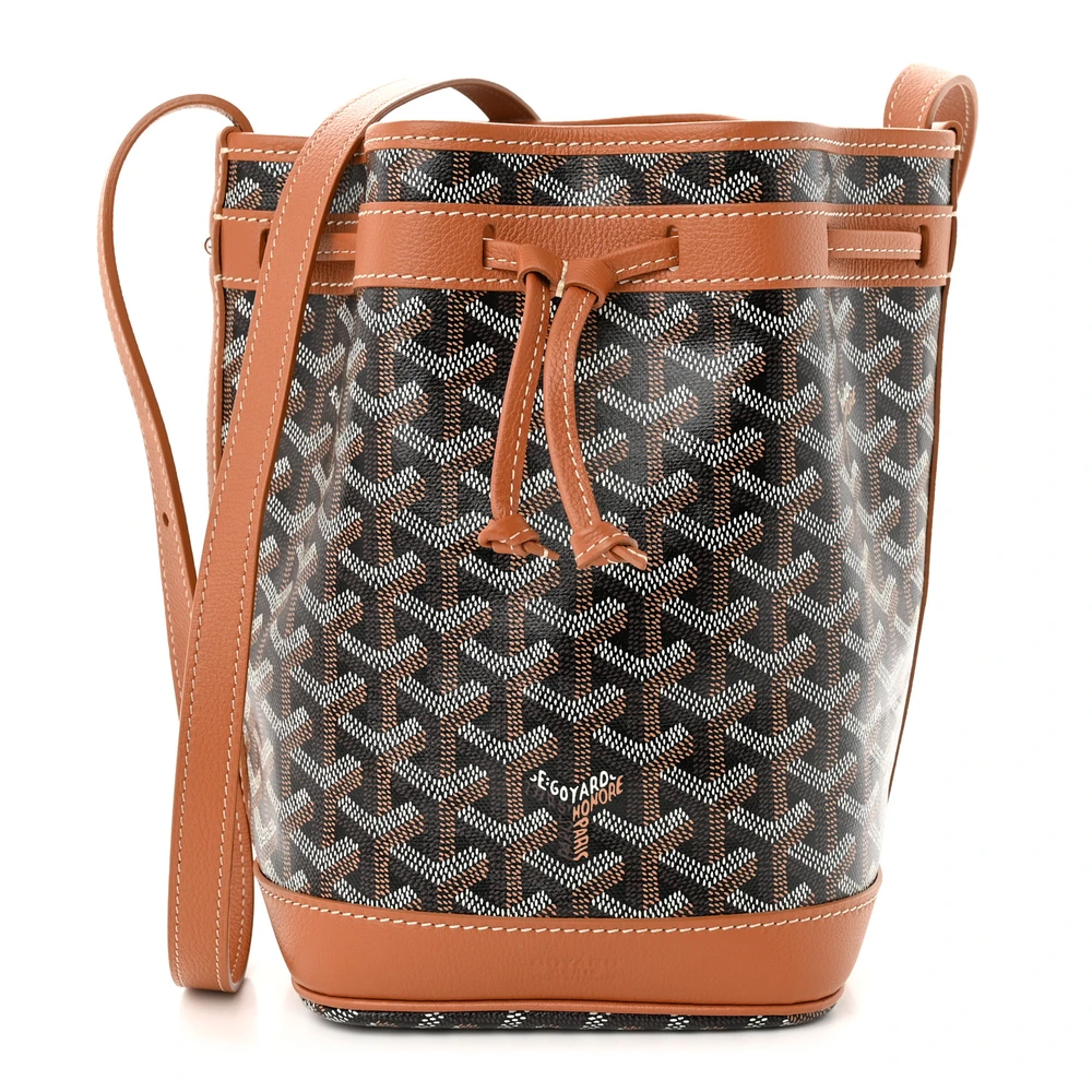 Goyard BlackGold Goyardine Canvas Petit Flot Bucket Bag PM Front replica handbags