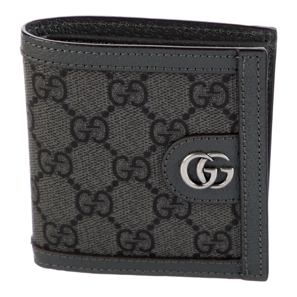 Superfake Gucci Wallet with GG Canvas in Grey and Silver Hardware