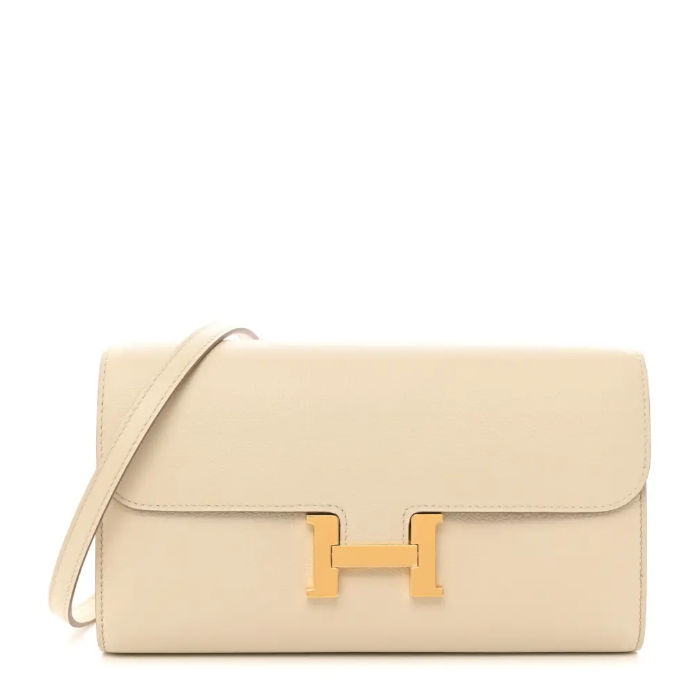 Hermès Béton Evercolor Leather Constance Wallet To Go Gold Hardware Front replica handbag