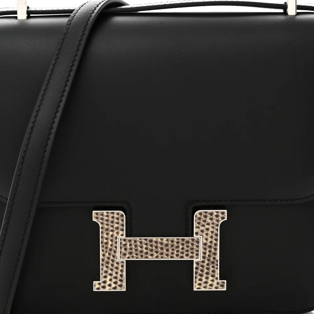 Hermès Black Ombre Veau Monsieur & Lizard Leather Constance 18 Palladium Silver Hardware Reps - Image 9