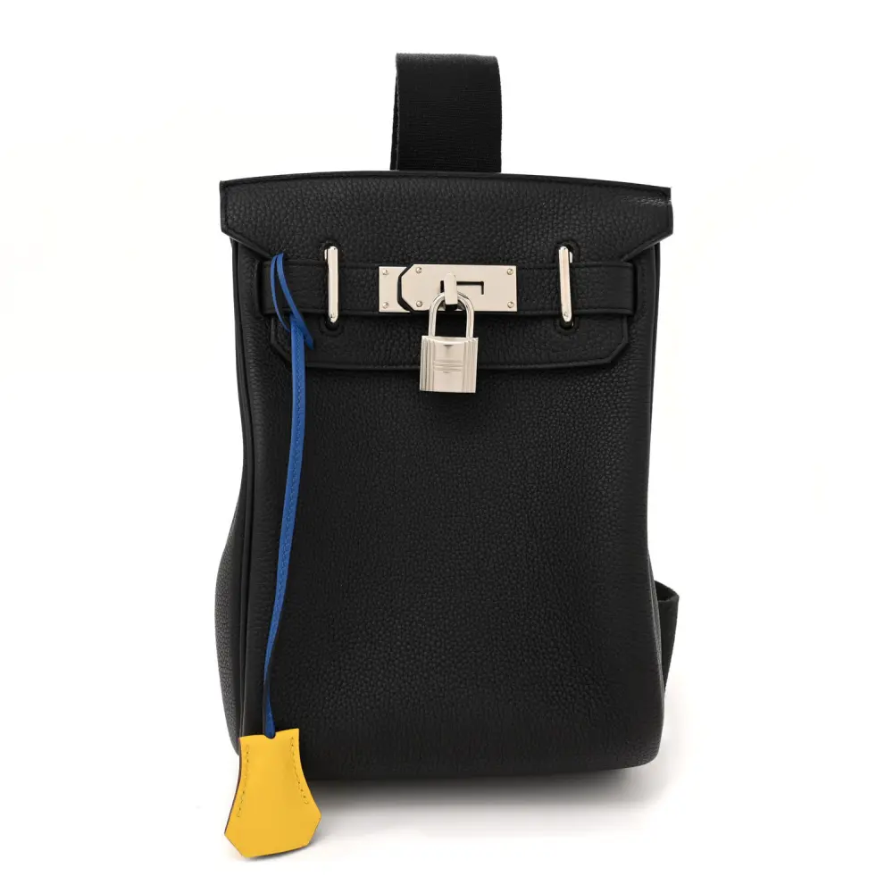 Hermès Black Togo Leather HAC à Dos PM Backpack Palladium Hardware Front replica handbag