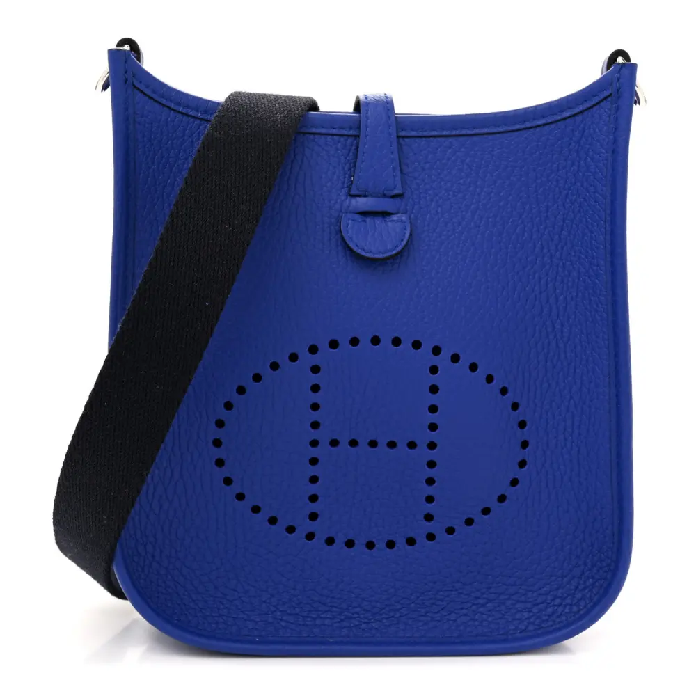 Hermès Bleu Electrique Bleu Indigo Taurillon Clemence Leather Amazone Evelyne TPM Palladium Hardware Front replica handbag