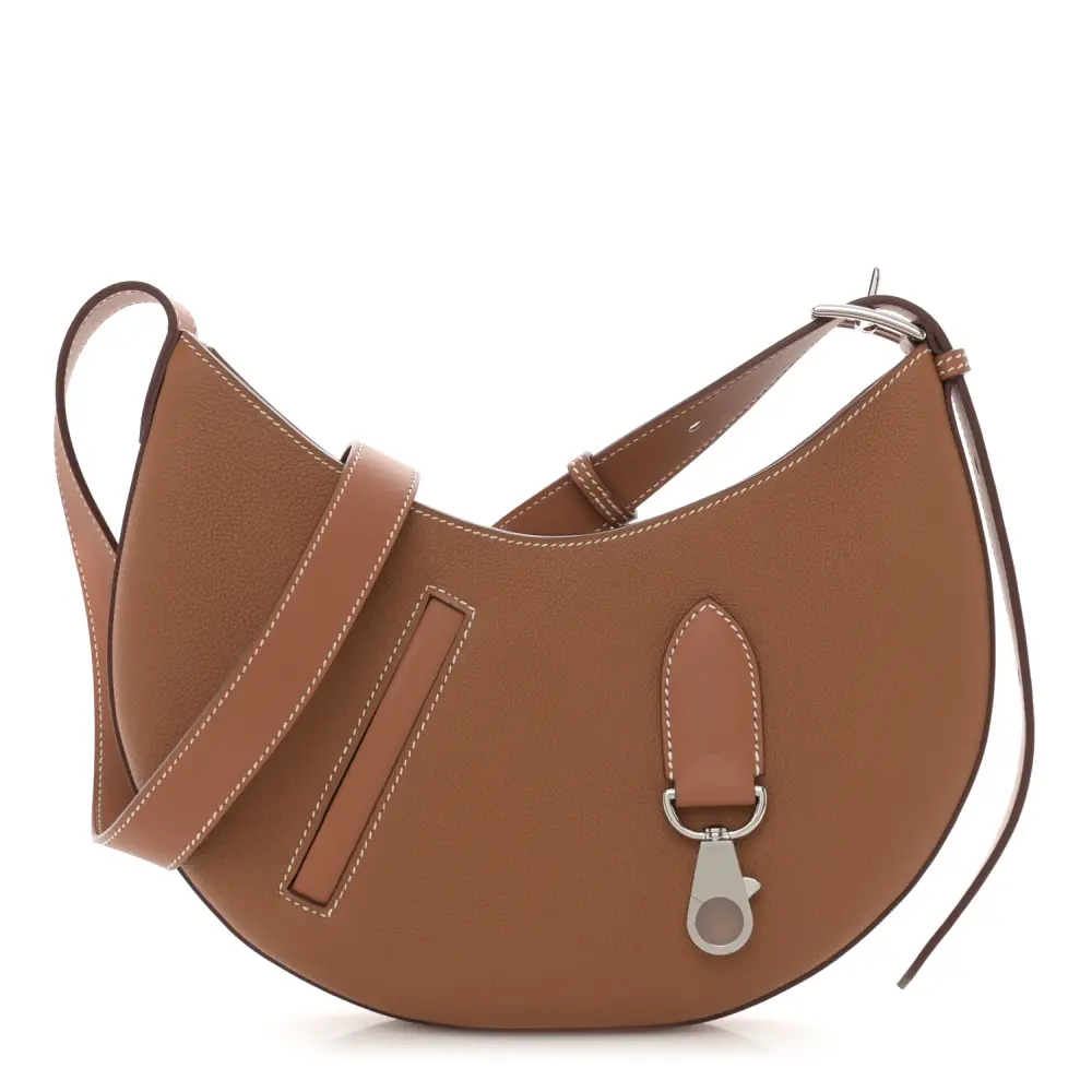 Hermès Brown Togo & Swift Leather P'tit Arcon Silver Hardware Front replica handbag
