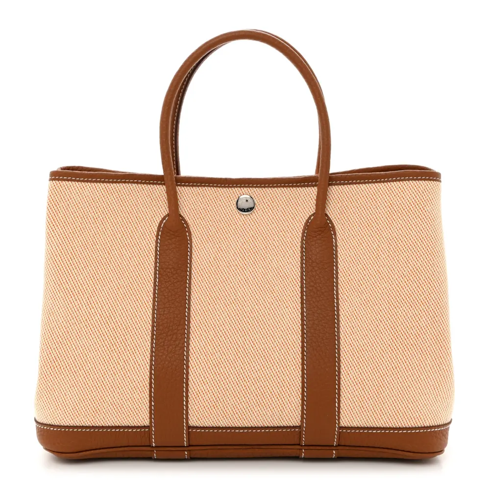 Hermès Brown Toile & Negonda Leather Garden Party 30 TPM Front replica handbag