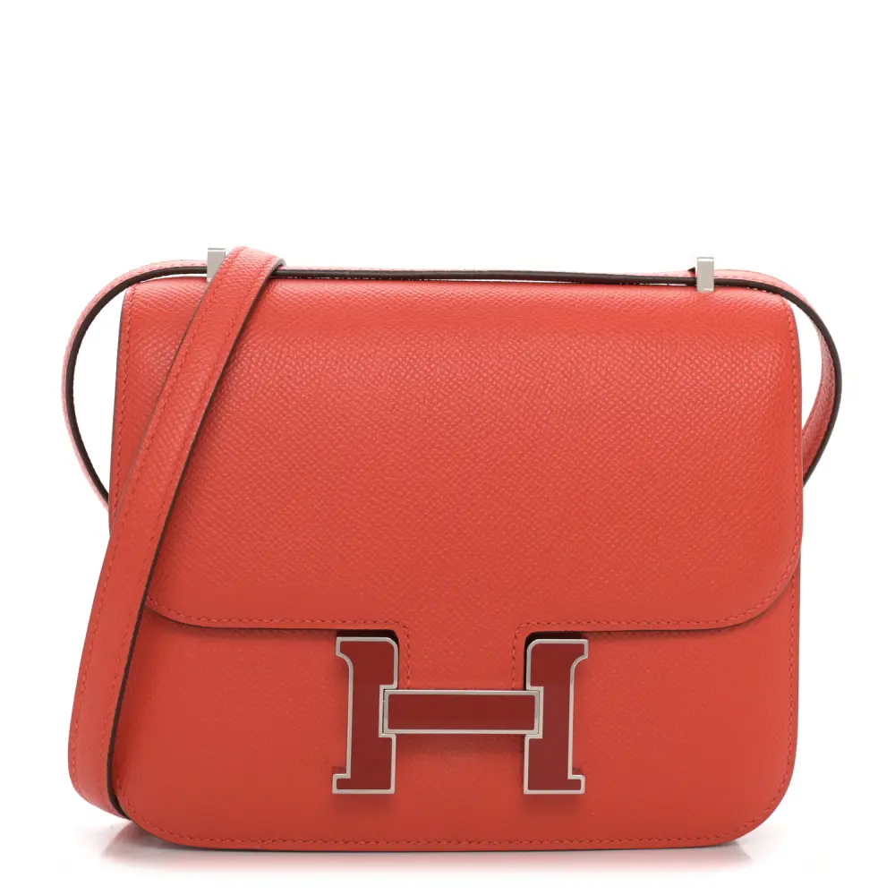Hermès CapucineSanguine Epsom Leather Enamel Constance 18 Palladium Hardware Front replica handbag