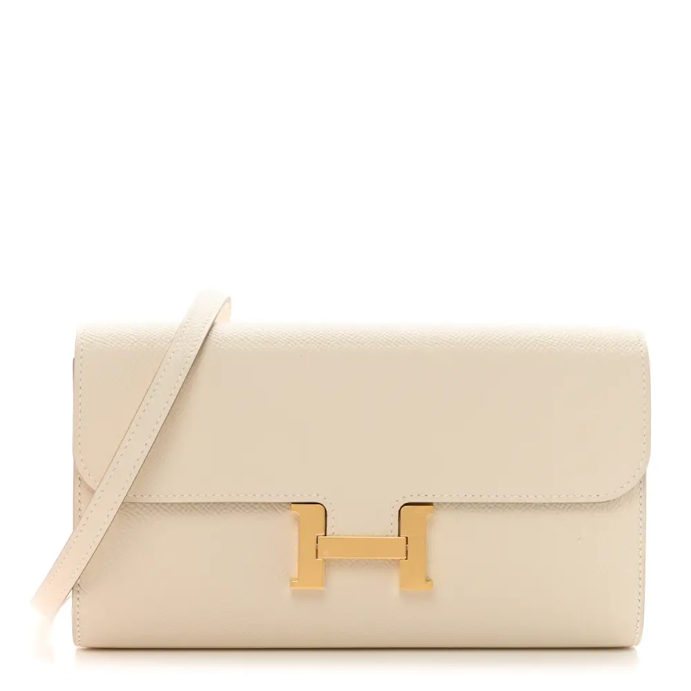 Hermès Craie Epsom Leather Constance Long To Go Wallet Rose Gold Hardware Front replica handbag