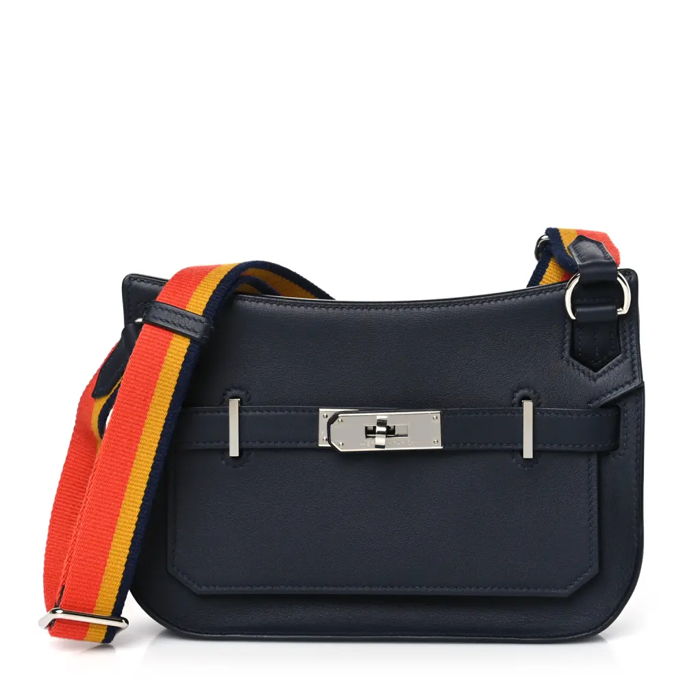 Hermès Dark Irish Swift Leather Mini Zigzag Jypsière Palladium Hardware Front replica handbag
