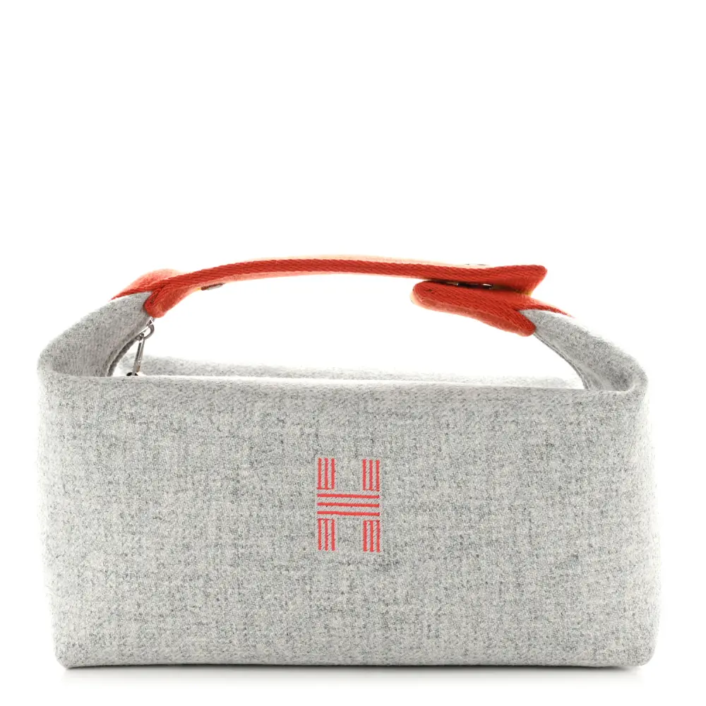 Hermès Gris Flanelle Canvas Small Bride-A-Brac Pouch Front replica handbag