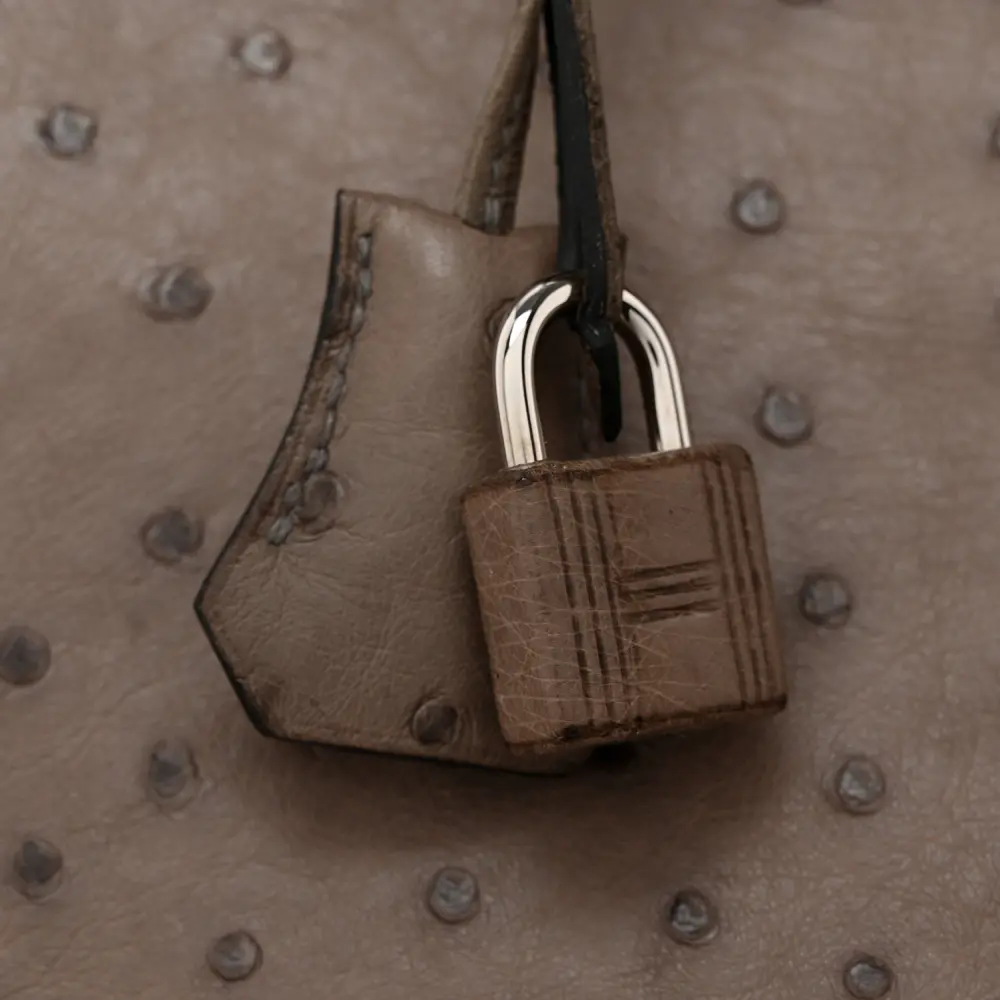 Hermès Gris Tourterelle Ostrich Leather Birkin 30 Palladium Hardware High-quality Replica - Image 10