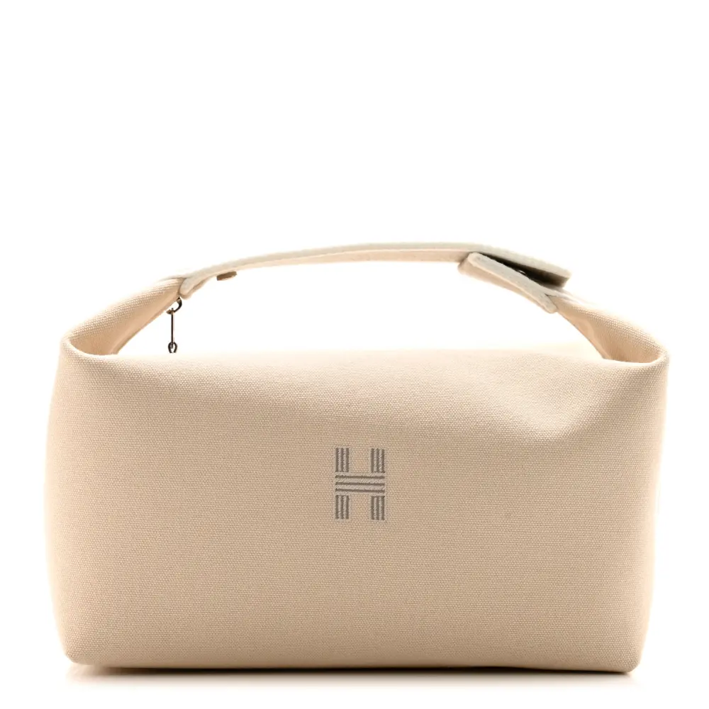 Hermès Natural Canvas Large Bride-à-Brac Pouch Front replica handbag