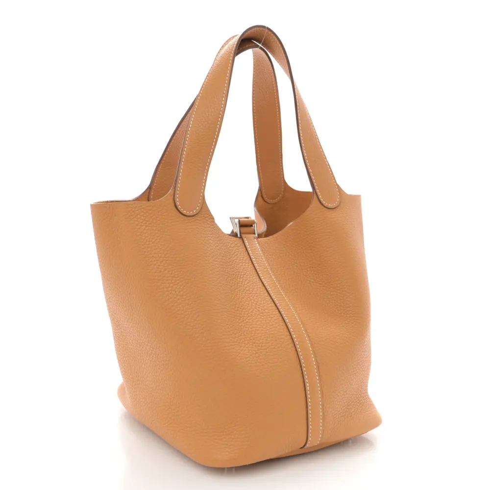 Hermès Natural/Sable Taurillon Clemence Leather Picotin Lock 18 PM Palladium Hardware Reps - Image 3