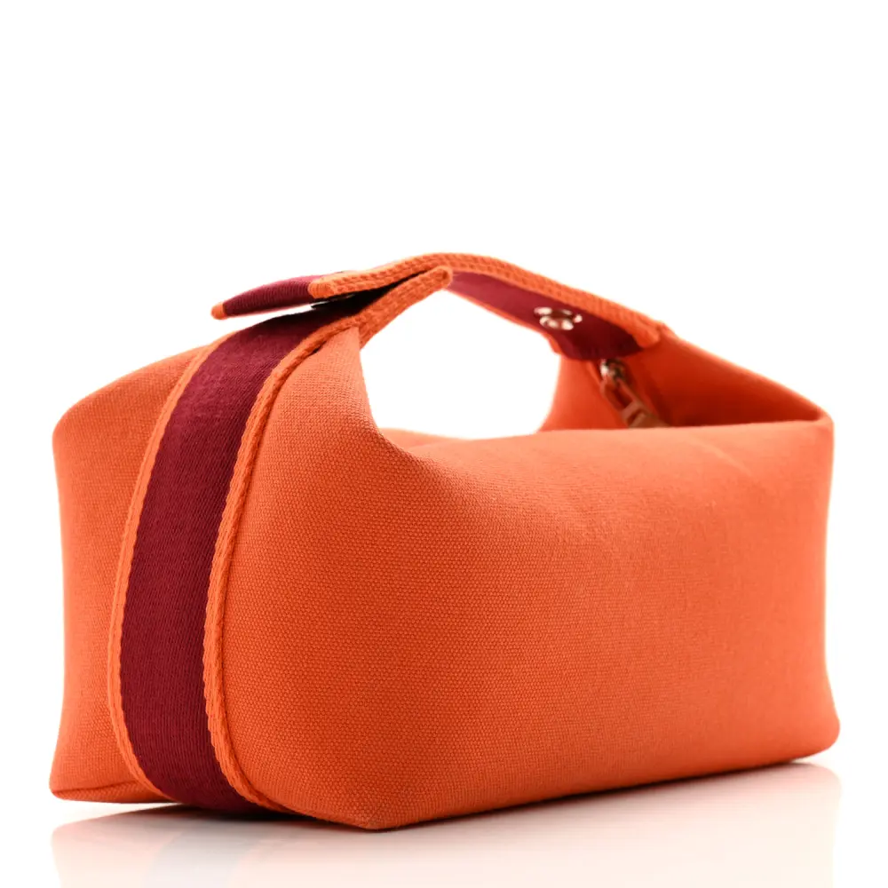 Hermès Orange/Burgundy Canvas Small Bride-à-Brac Pouch Rep - Image 3