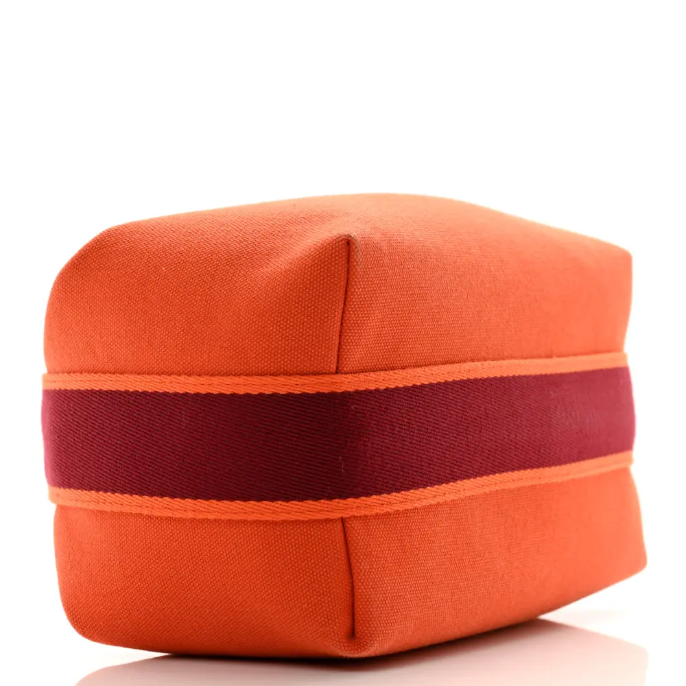 Hermès Orange/Burgundy Canvas Small Bride-à-Brac Pouch Rep - Image 6