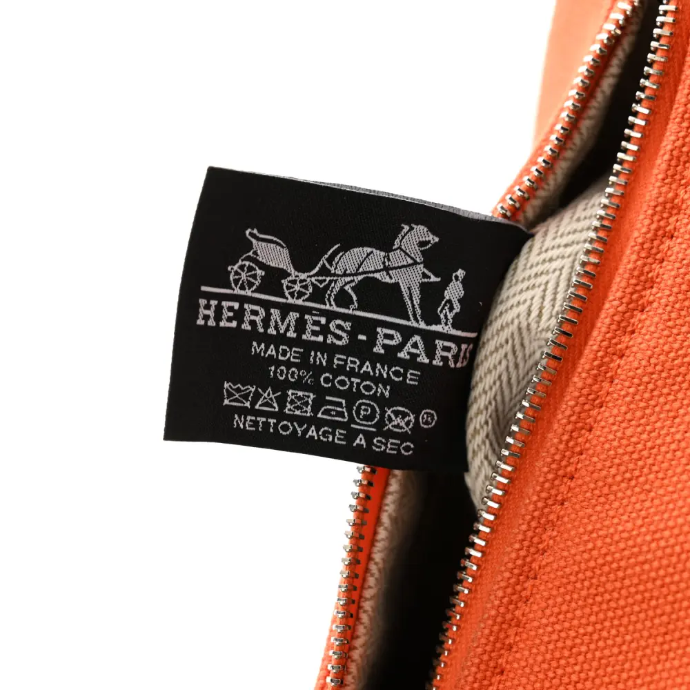 Hermès Orange/Burgundy Canvas Small Bride-à-Brac Pouch Rep - Image 2