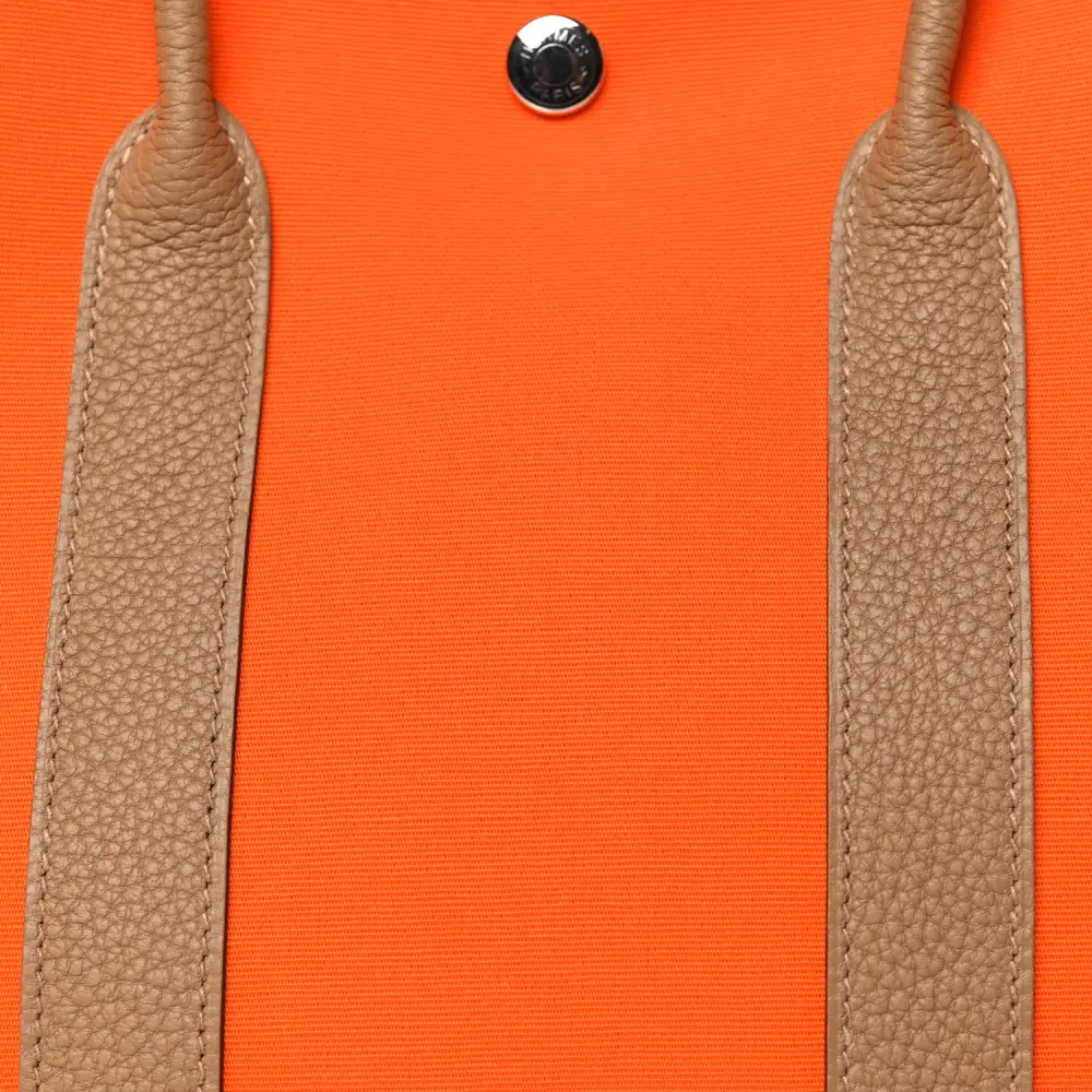 Hermès Orange/Chai Toile Militaire Canvas & Vache Country Leather Garden Party 36 MM Superfake - Image 9