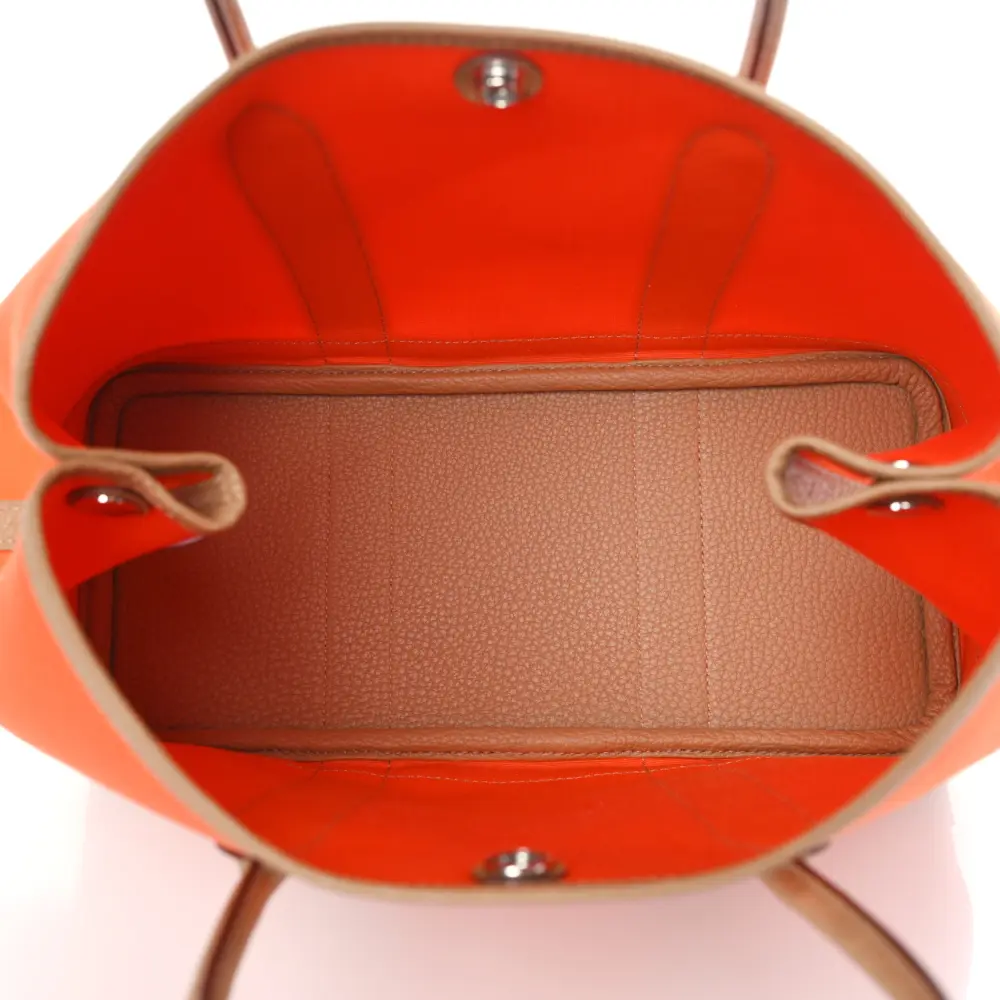 Hermès Orange/Chai Toile Militaire Canvas & Vache Country Leather Garden Party 36 MM Superfake - Image 7