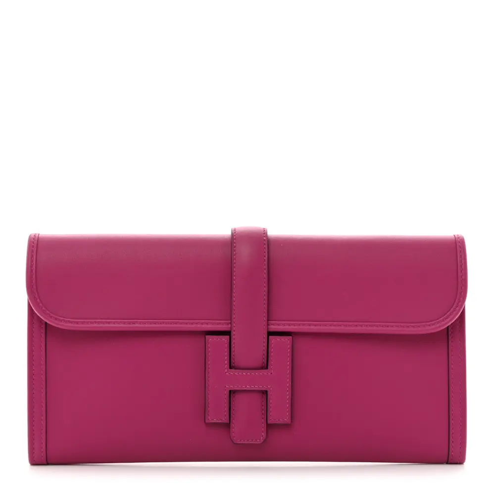 Hermès Rose Pourpre Swift Leather Jige Elan 29 Clutch Front replica handbag