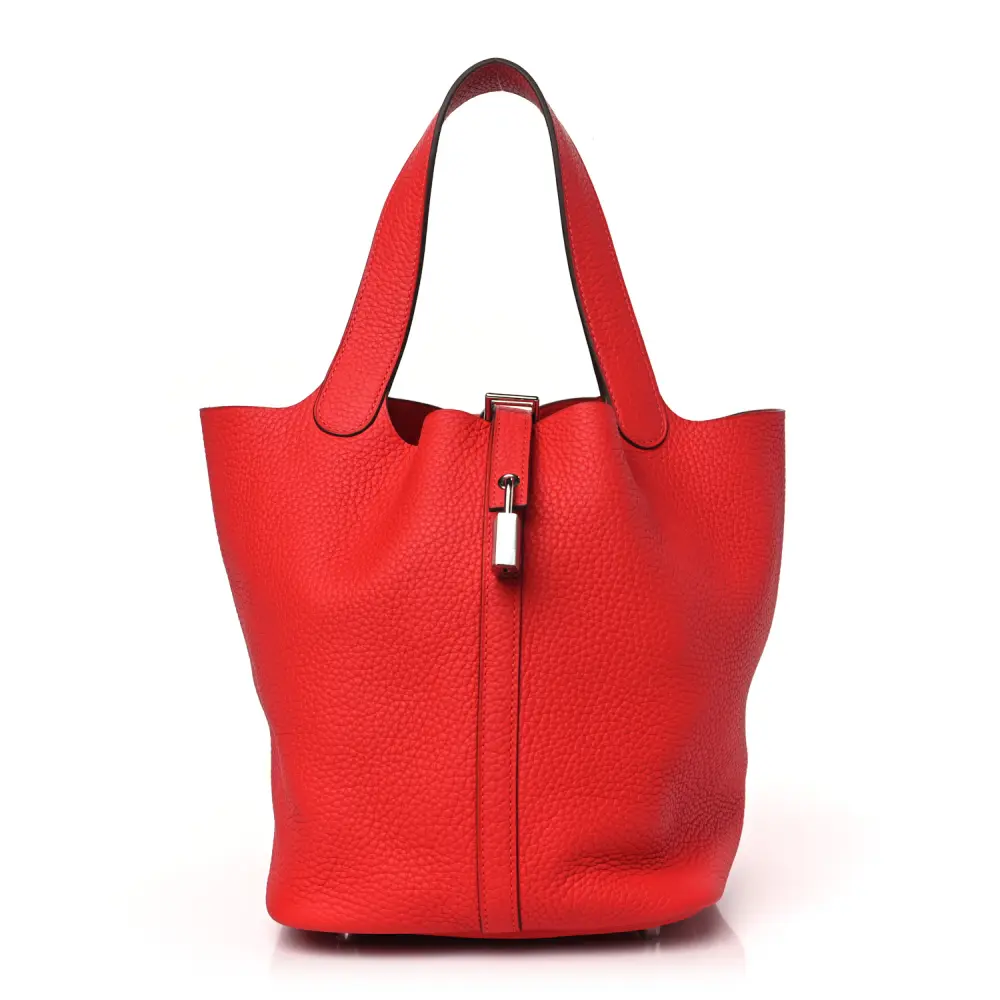 Hermès Rouge Casaque Taurillon Clemence Leather Picotin Lock 22 MM Gold Hardware Front replica handbag