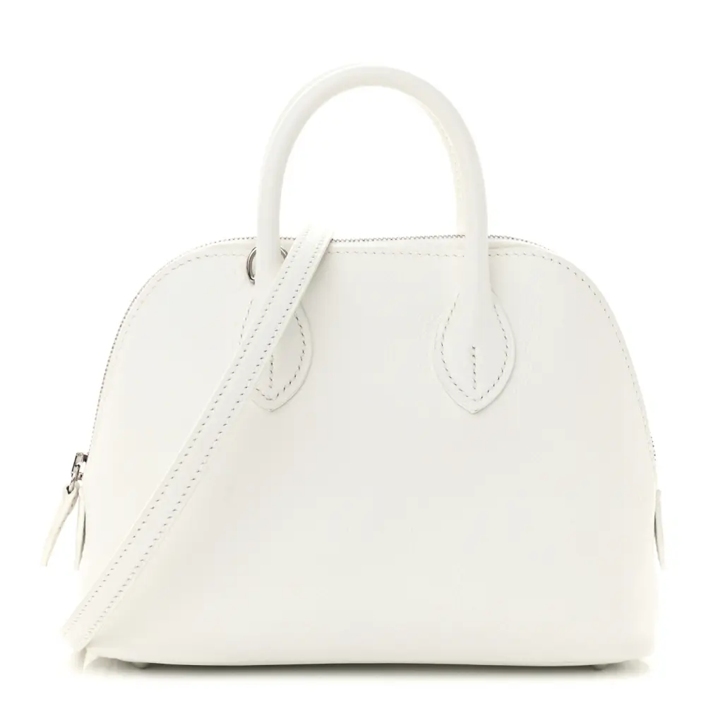 Hermès White Evercolor Leather Mini 1923 Bolide Silver Hardware Front replica handbag