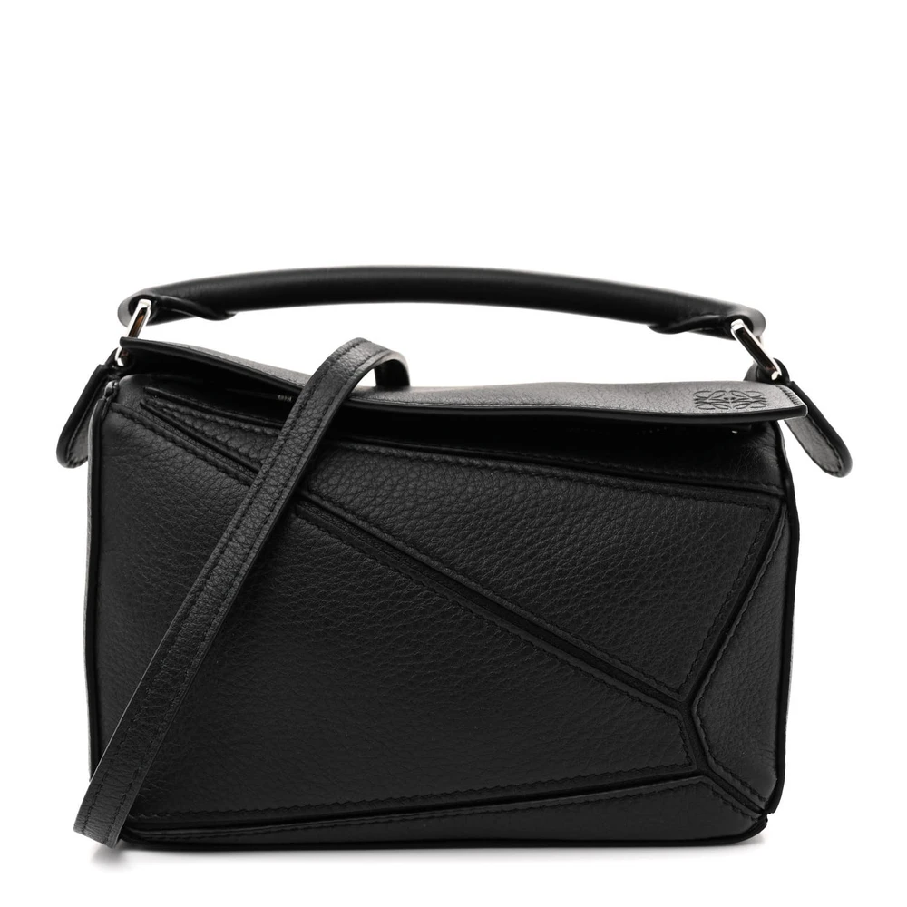 Loewe Black Calfskin Leather Mini Puzzle Bag High-end reps