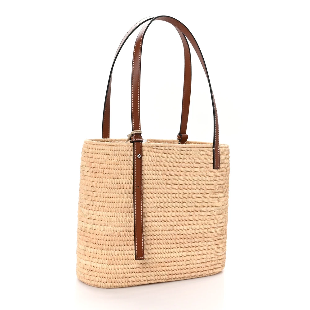 Superfake Loewe Raffia & Calfskin Tote Bag with Mirror Quality - Image 3