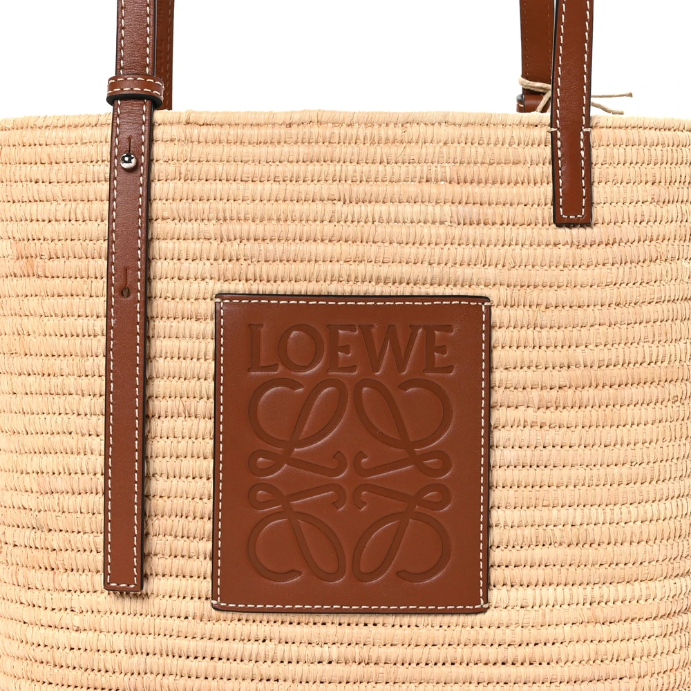 Superfake Loewe Raffia & Calfskin Tote Bag with Mirror Quality - Image 8