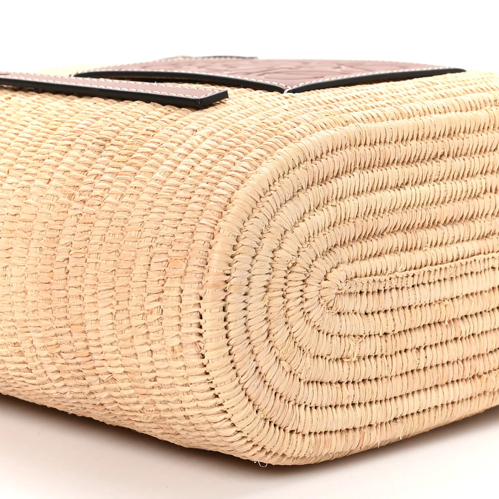 Superfake Loewe Raffia & Calfskin Tote Bag with Mirror Quality - Image 5
