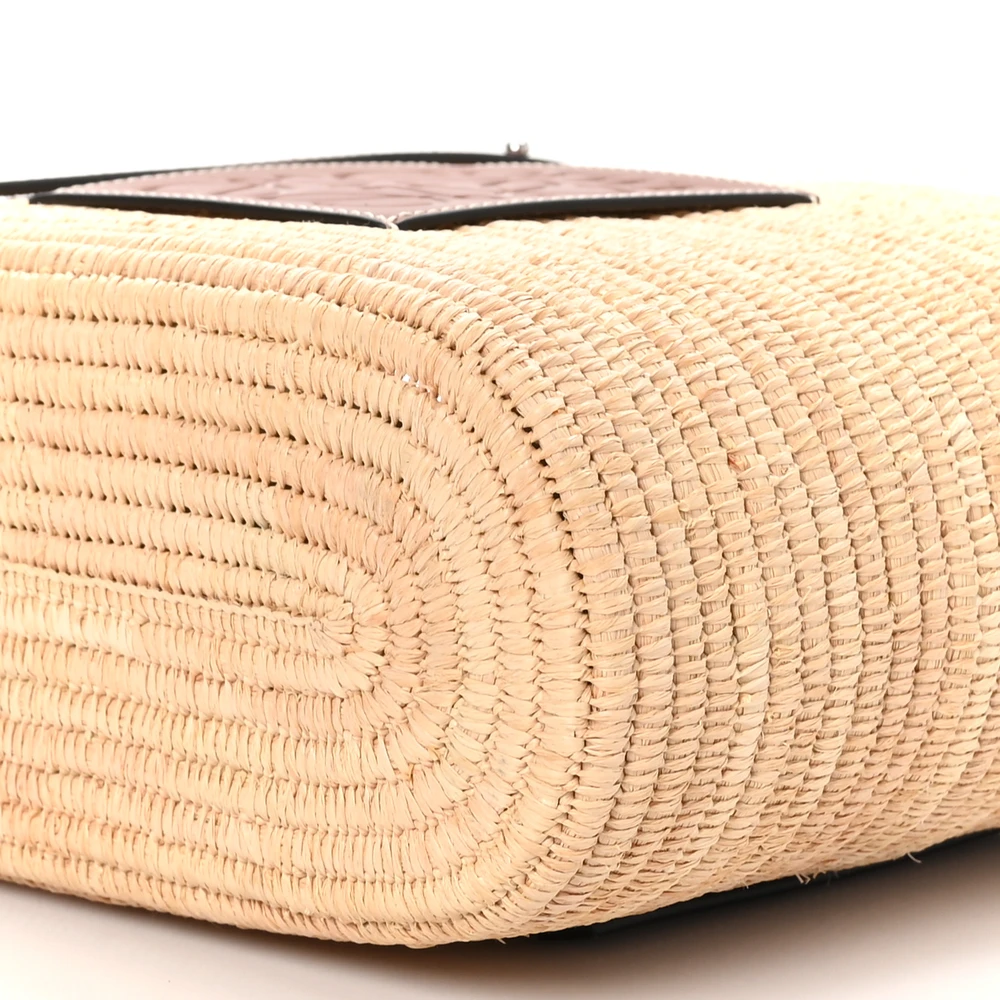 Superfake Loewe Raffia & Calfskin Tote Bag with Mirror Quality - Image 4