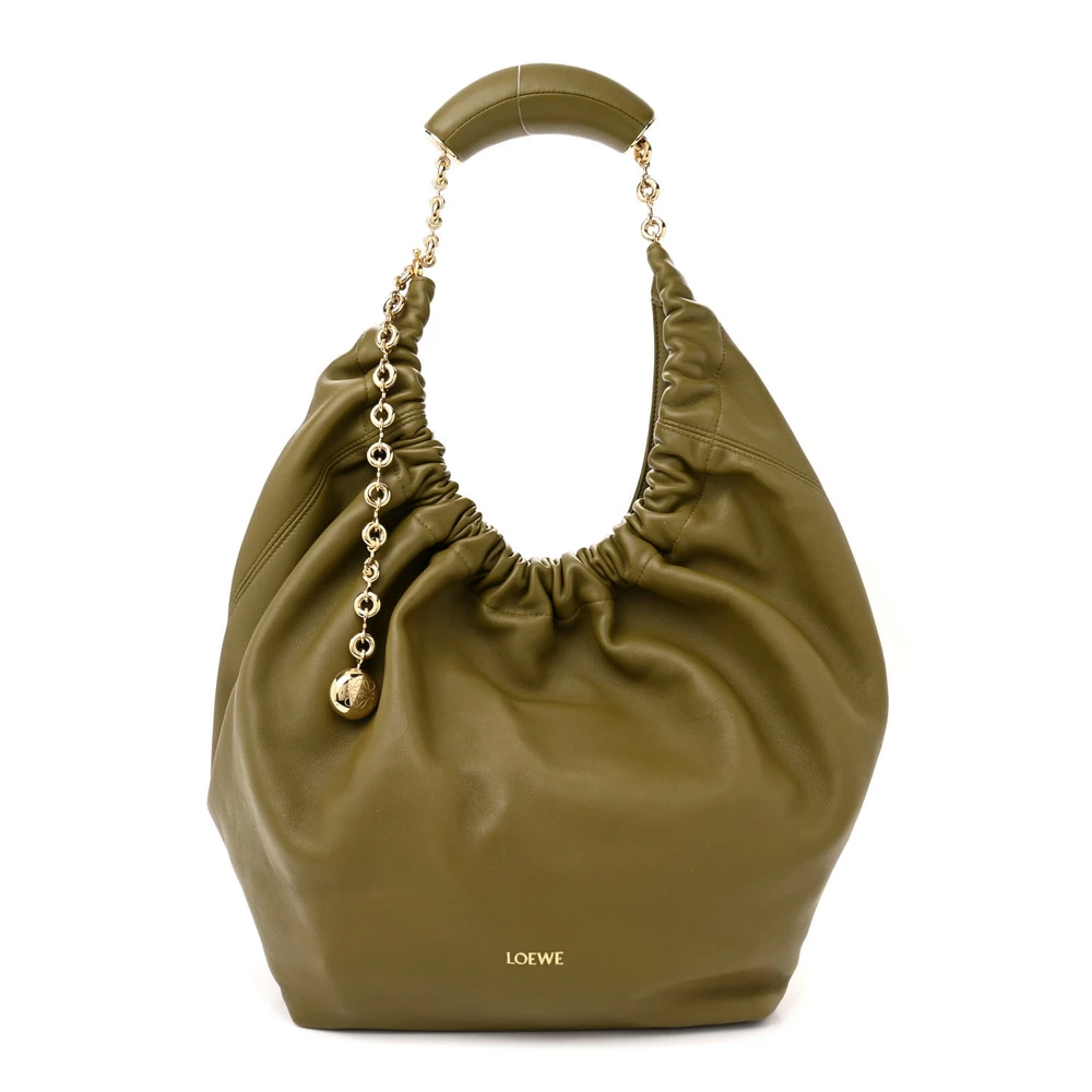 Loewe Olive Nappa Leather Medium Squeeze Bag Front replica handbags