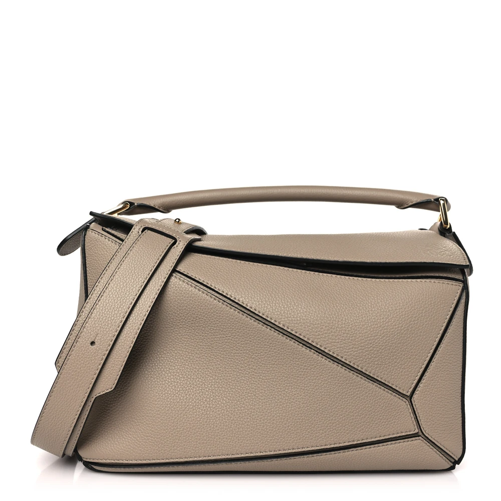 Loewe Sand Calfskin Leather Medium Puzzle Bag Front replica handags