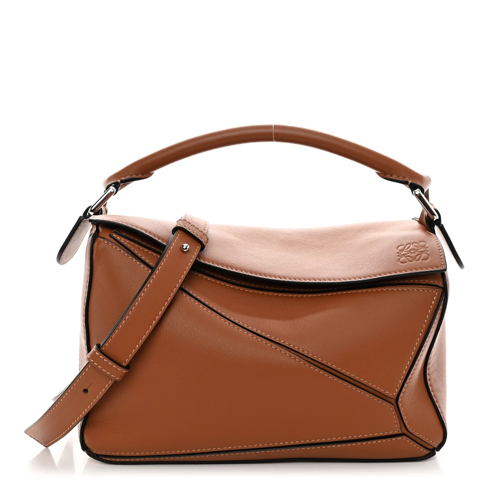 Loewe Tan Calfskin Leather Small Puzzle Bag Front replica handbags