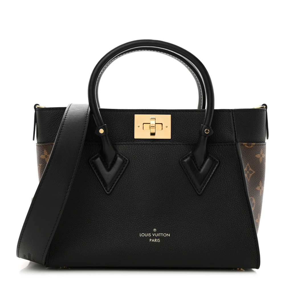 Louis Vuitton Black Monogram Calfskin Leather On My Side PM Gold Hardware Front replica handbags