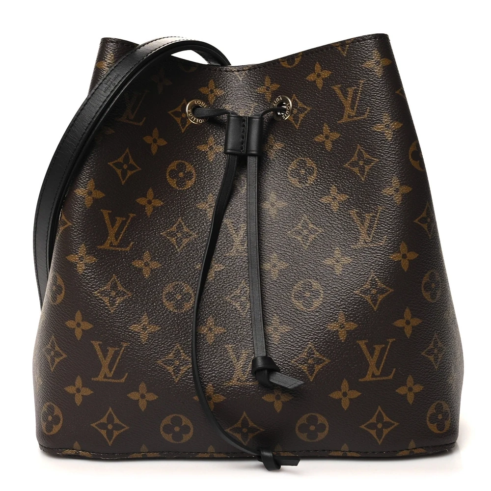 Louis Vuitton Black Monogram Canvas NeoNoe MM Gold Hardware Front replica handbags