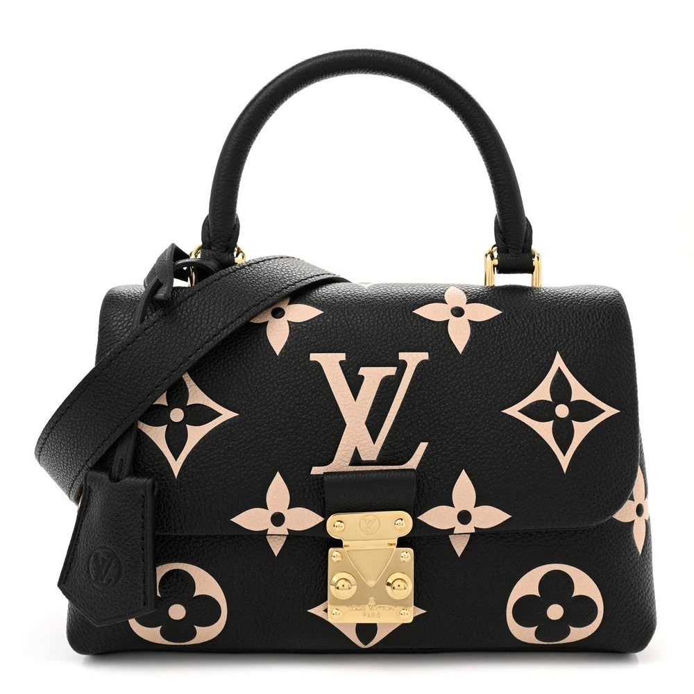 Louis Vuitton BlackBeige Giant Monogram Empreinte Leather Madeleine BB Front replica handbags