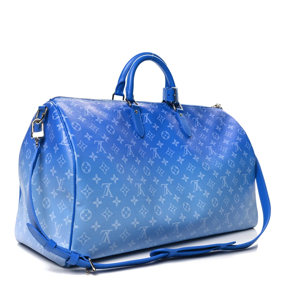 Mirror Quality Louis Vuitton Blue Keepall 50 Replica Handbag - Image 3