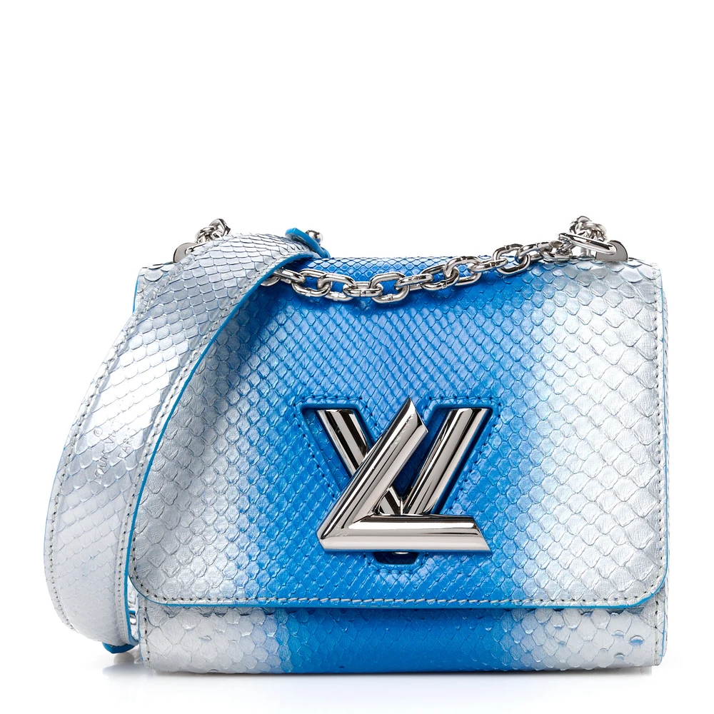 Louis Vuitton BlueSilver Monogram Snakeskin Leather Twist Shoulder Bag PM Silver Hardware Front replica handbags