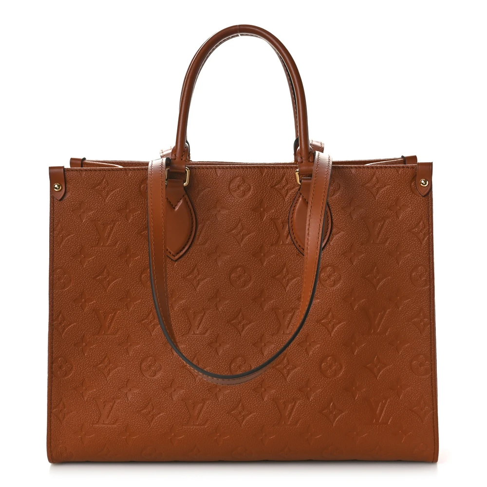 Louis Vuitton Cognac Monogram Empreinte Leather OnTheGo MM Front replica handbags
