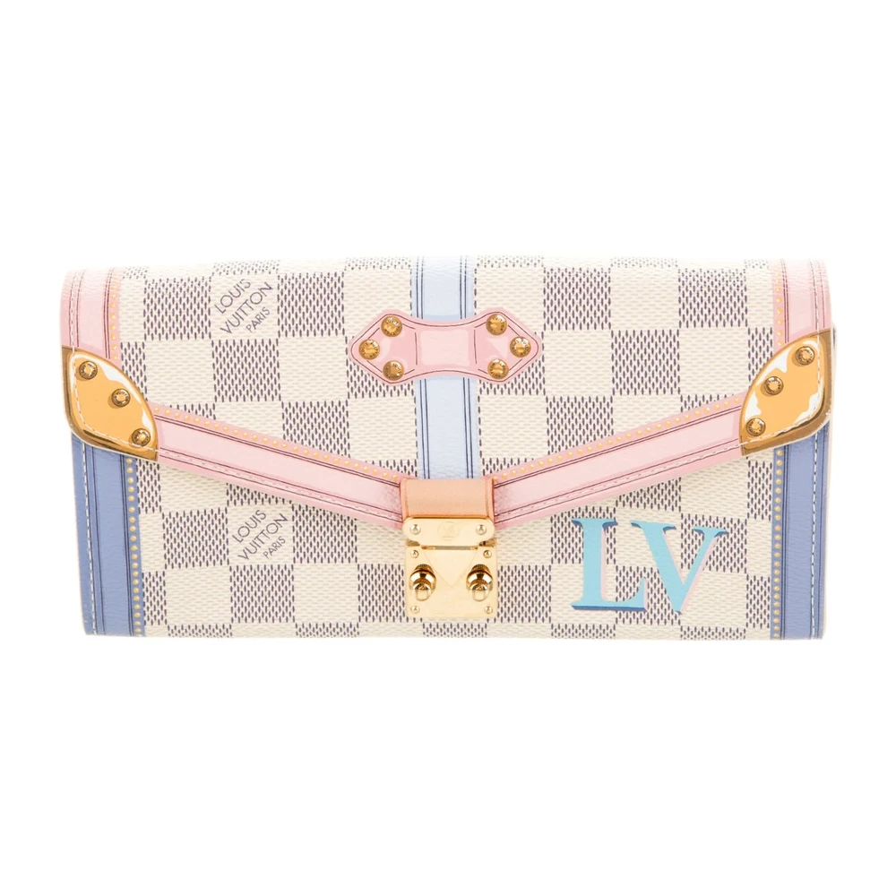Replica Louis Vuitton Continental Wallet with Pink Damier Azur Canvas