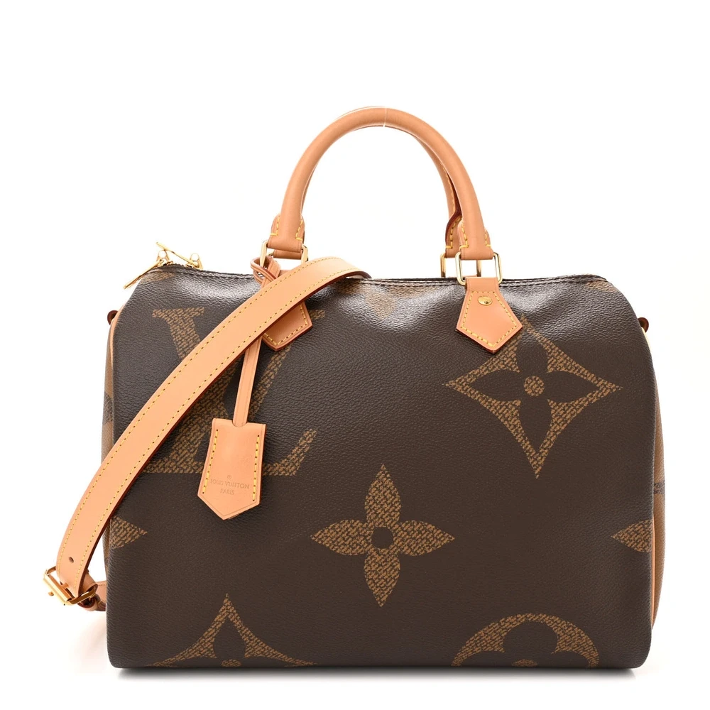 Louis Vuitton Reverse Giant Monogram Canvas Speedy Bandouliere 30 Gold Hardware Front replica handbags