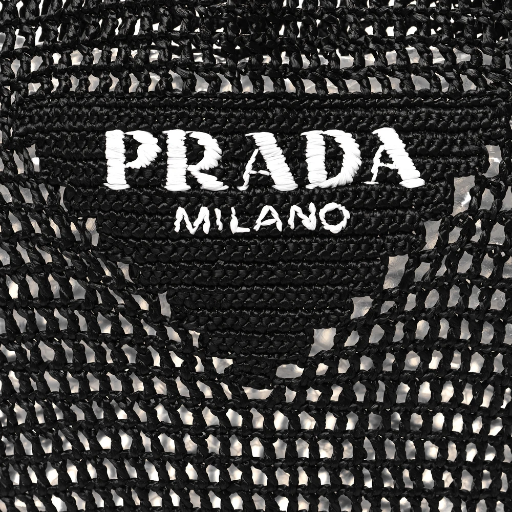 Prada Black Raffia Crochet Tote Bag – Mirror Quality Replica - Image 8