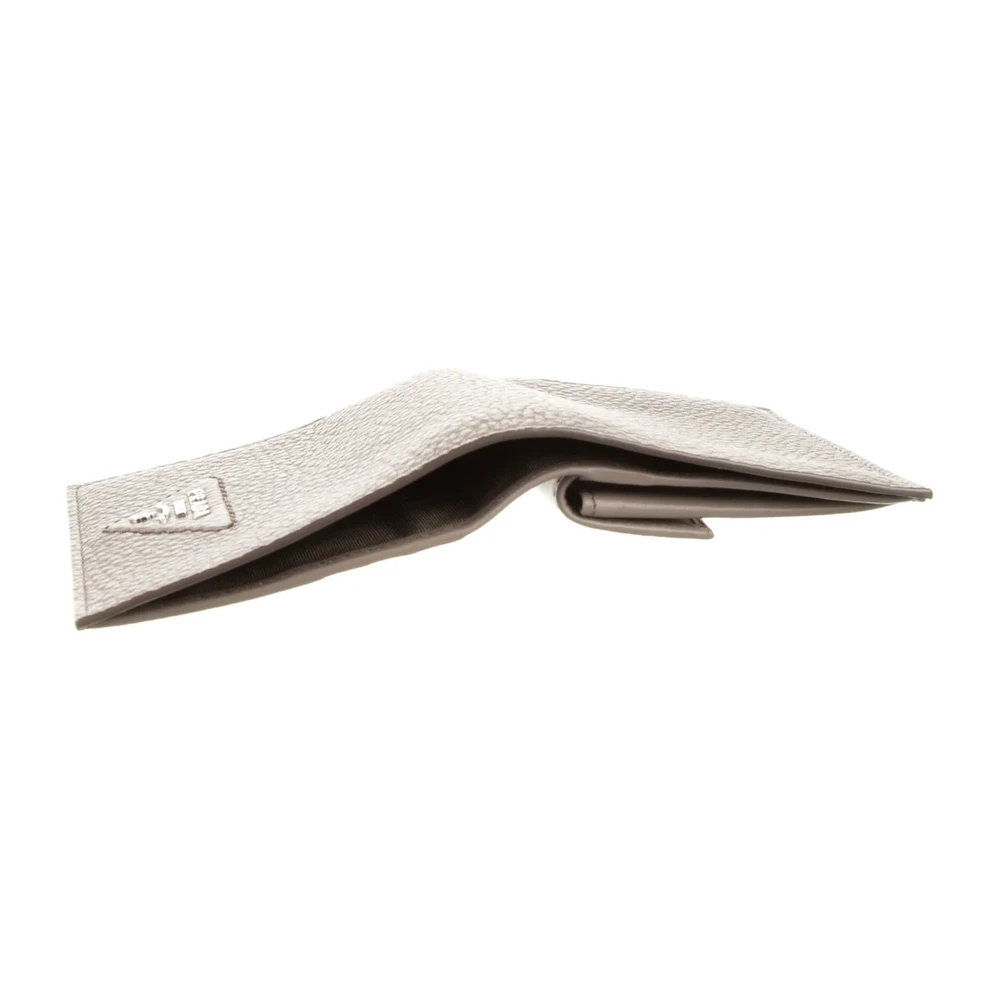 Prada Neutrals Vitello Daino Leather Small Bifold Wallet Silver Hardware - Image 3