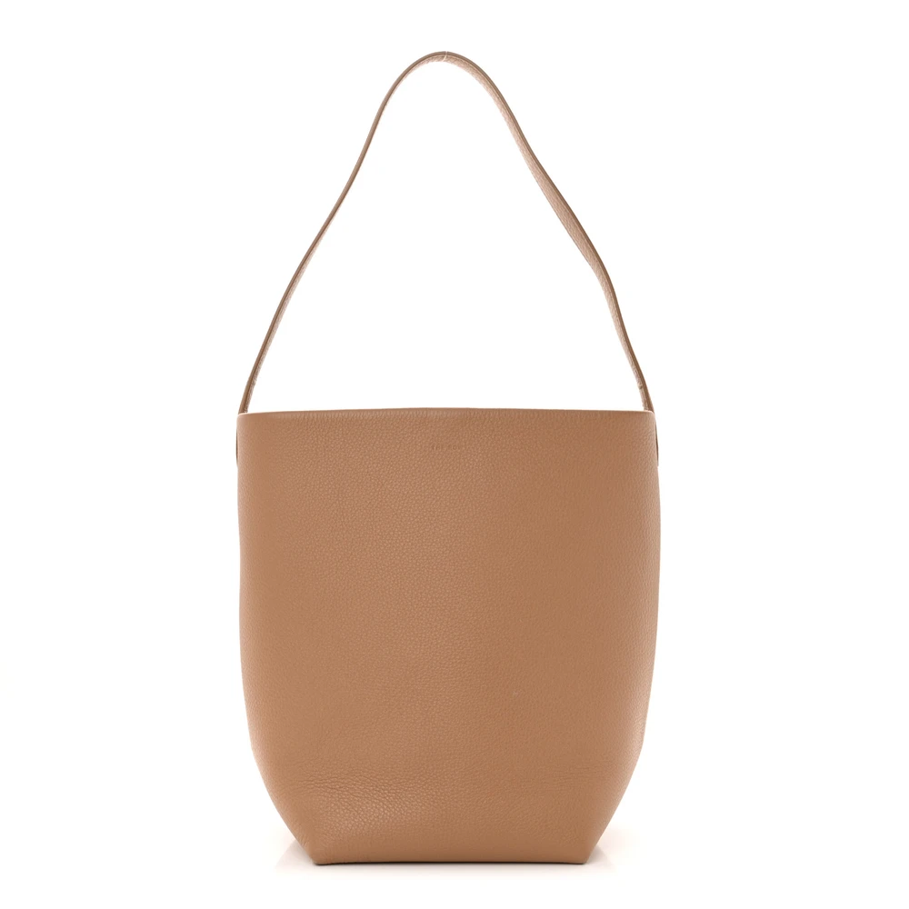 The Row Cinnamon Grained Calfskin Leather Medium NS Park Tote Front Replica handbags