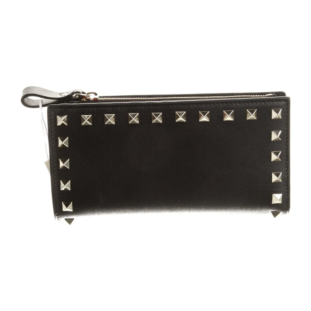Valentino Black Calfskin Leather Medium Printed Continental Wallet Gold Hardware - Image 2