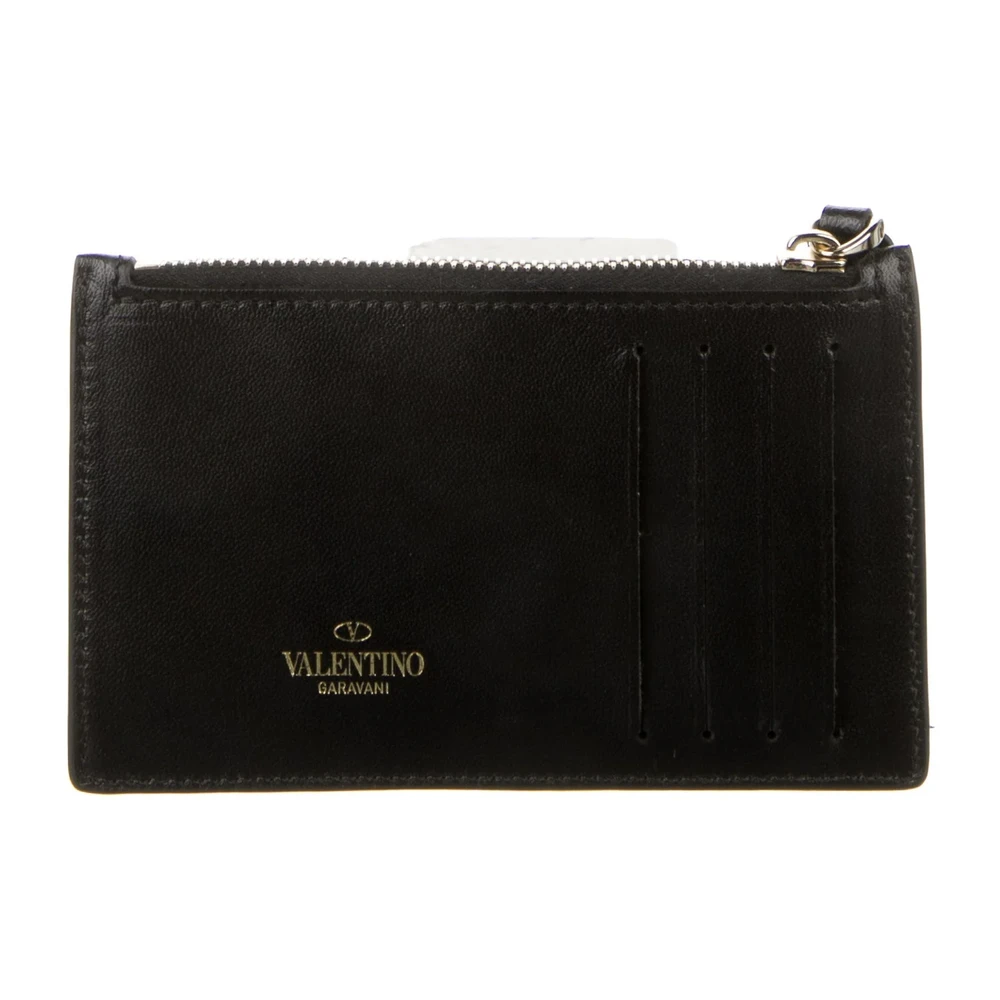 Valentino Black Calfskin Leather Rockstud Spike Wallet Gold Hardware - Image 2