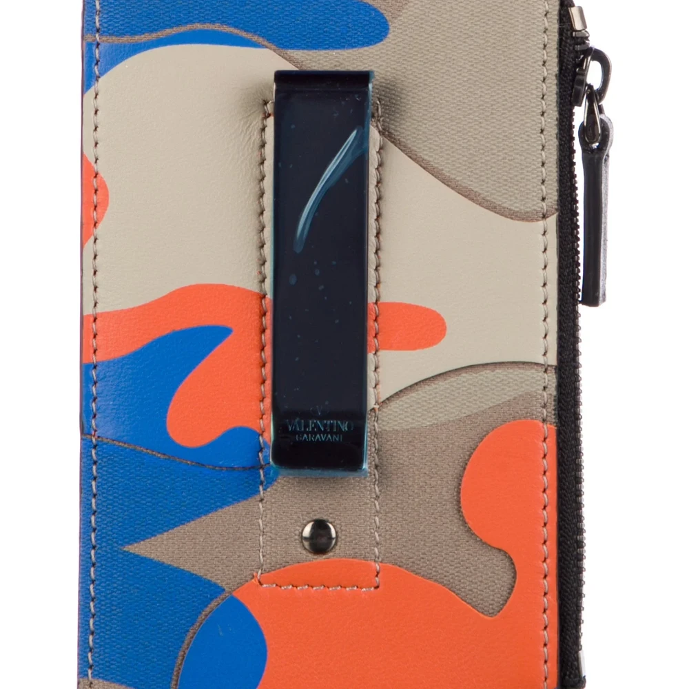 Valentino Brown Printed Calfskin Leather Small Wallet with Belt - Image 2