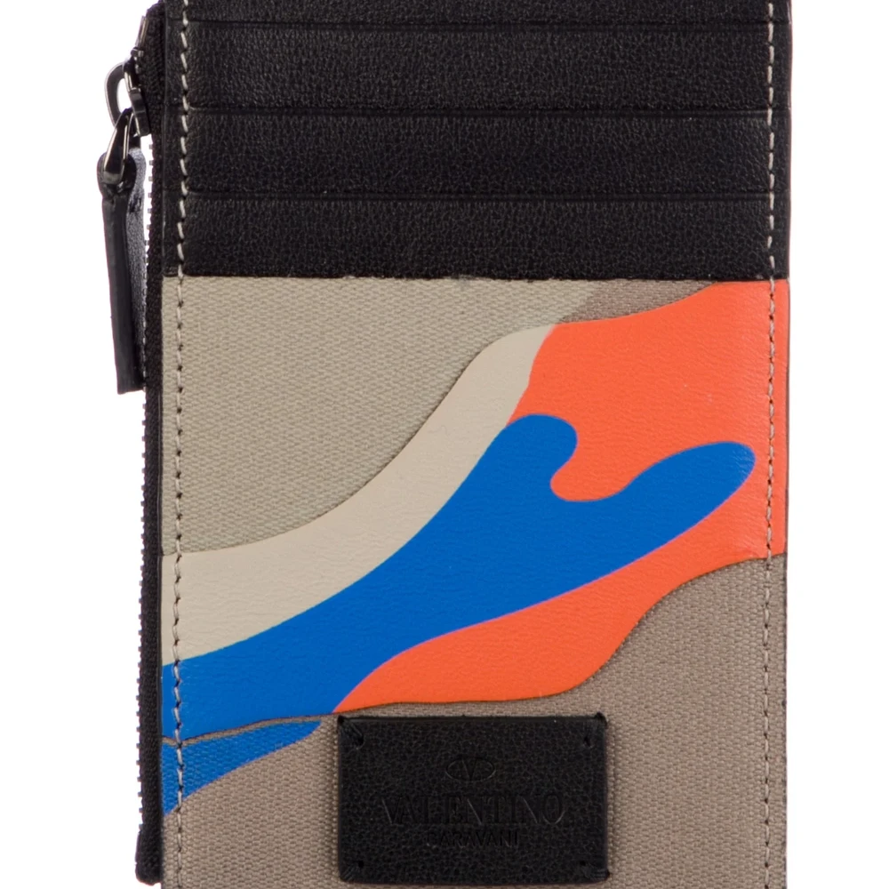 Valentino Brown Printed Calfskin Leather Small Wallet with Belt