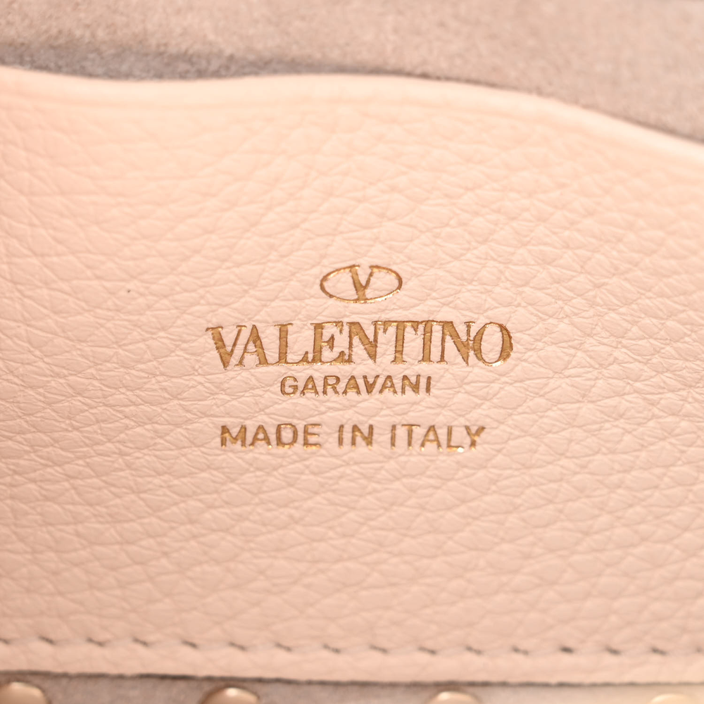 Valentino Garavani Ivory Pebbled Calfskin Leather Small Rockstud Phone Case Crossbody Light Gold Hardware Luxury Reps - Image 2