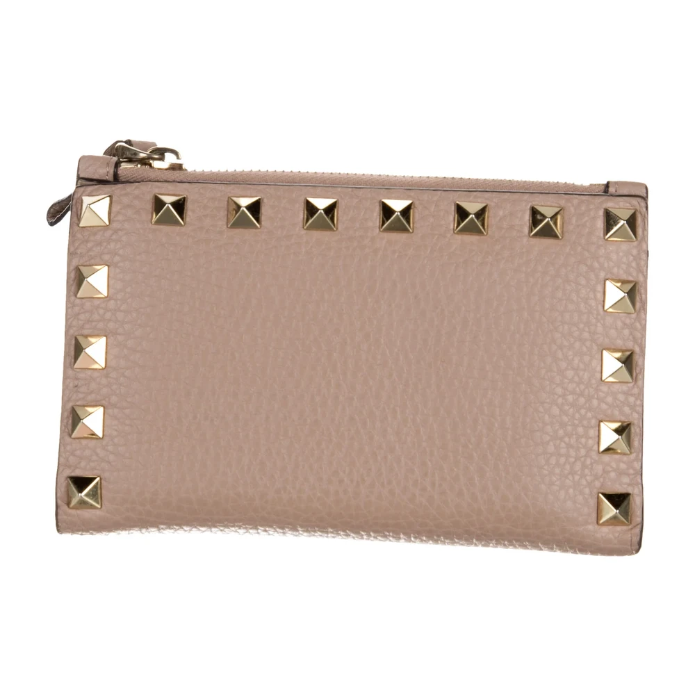 Valentino Neutrals Pebbled Leather Small Pouch Gold Hardware